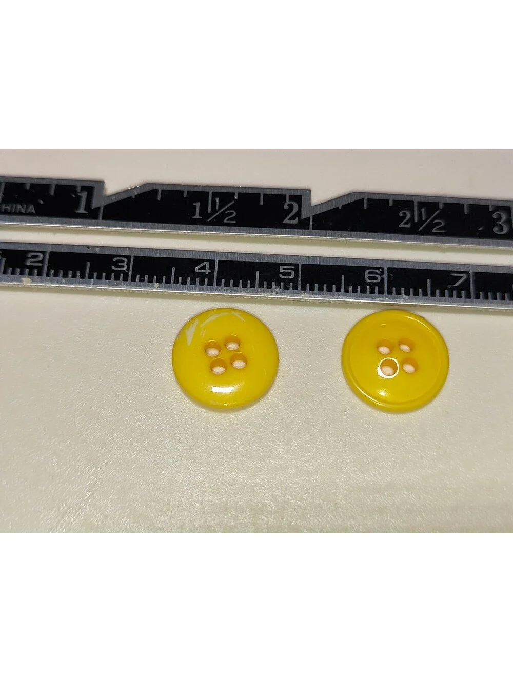 Set of 4 Bright Yellow 4-Hole Buttons